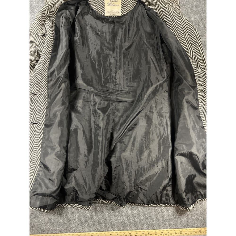 Urban Behavior Herringbone Wool Blend Trench Coat Jacket Grey / Brown Size Small - Picture 9 of 9